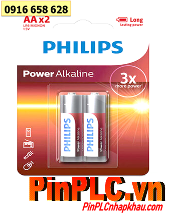 Pin Philips LR6 BP2; Pin tiểu AA 1.5v Alkaline Philips LR6 AM3 Mignon chính hãng | Vỉ 2viên